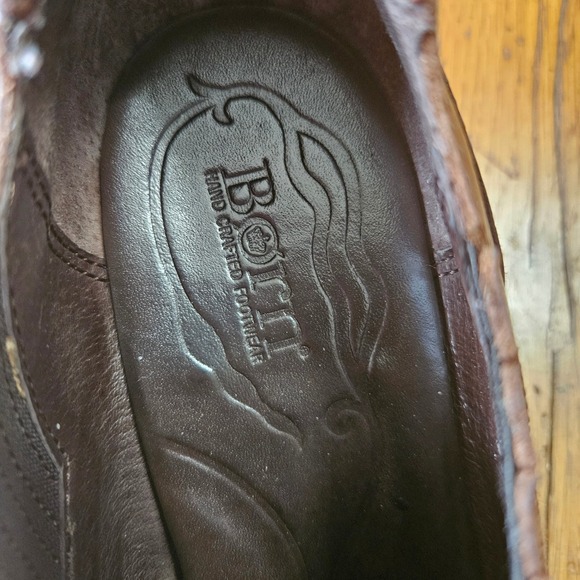 Born Brown Leather Heeled Ankle Booties Women's Size 8 EU 39 Comfort Shoes - Picture 2 of 10